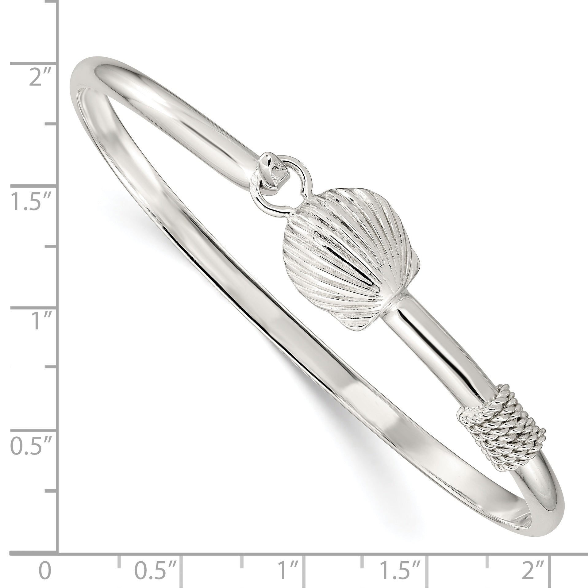 Sterling Silver 925 Polished Shell Bangle for Women