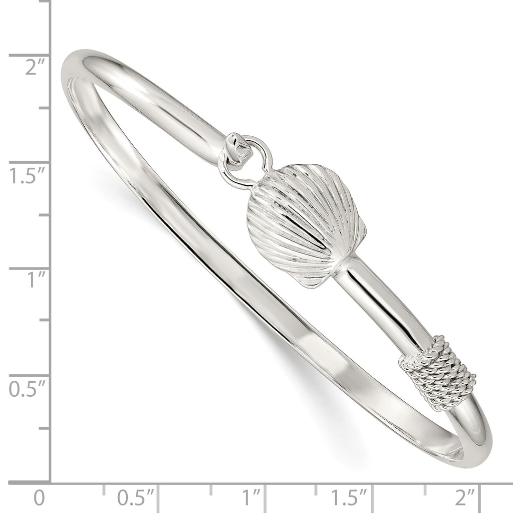 Sterling Silver 925 Polished Shell Bangle for Women