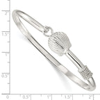 Sterling Silver 925 Polished Shell Bangle for Women