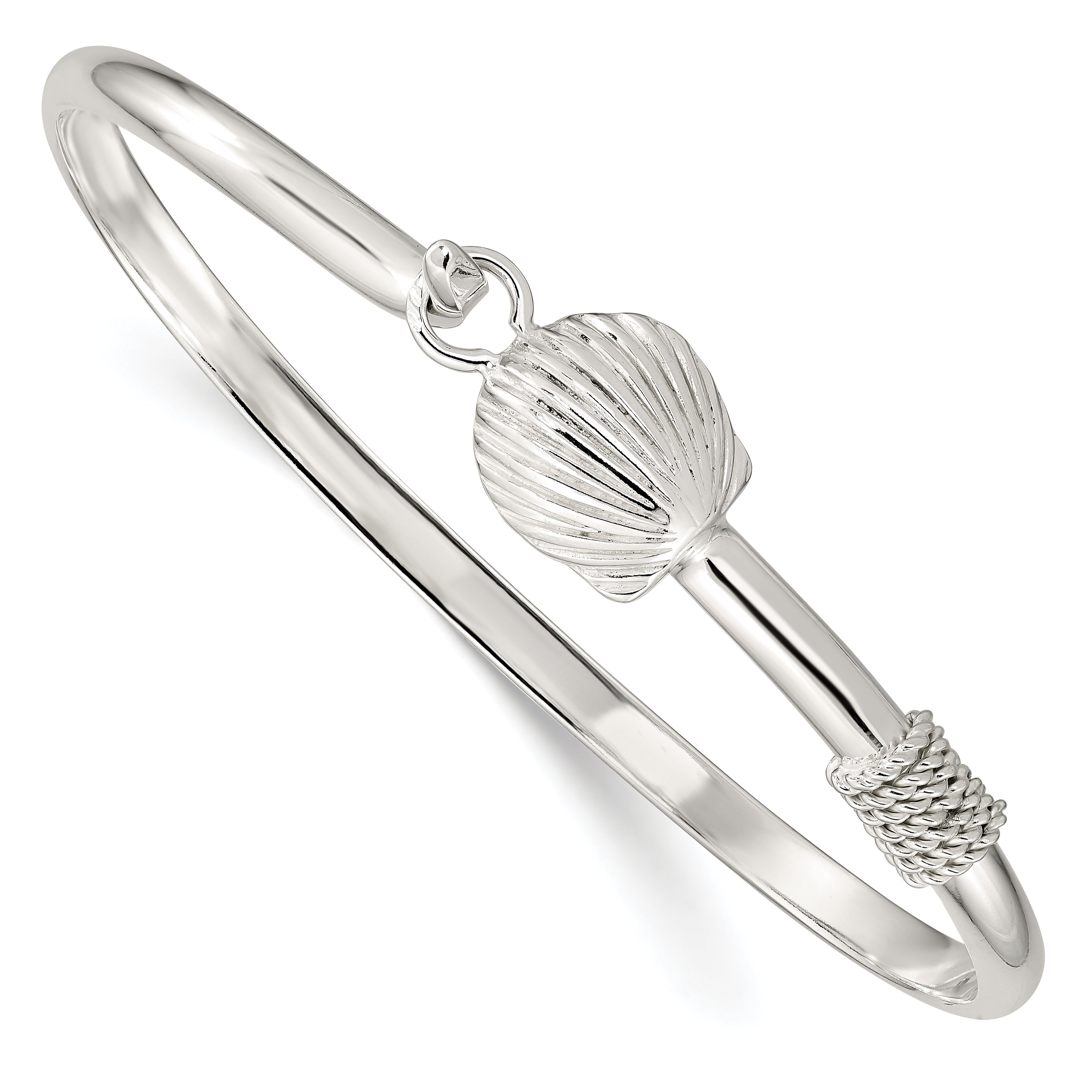 Sterling Silver Polished Shell Bangle Main image