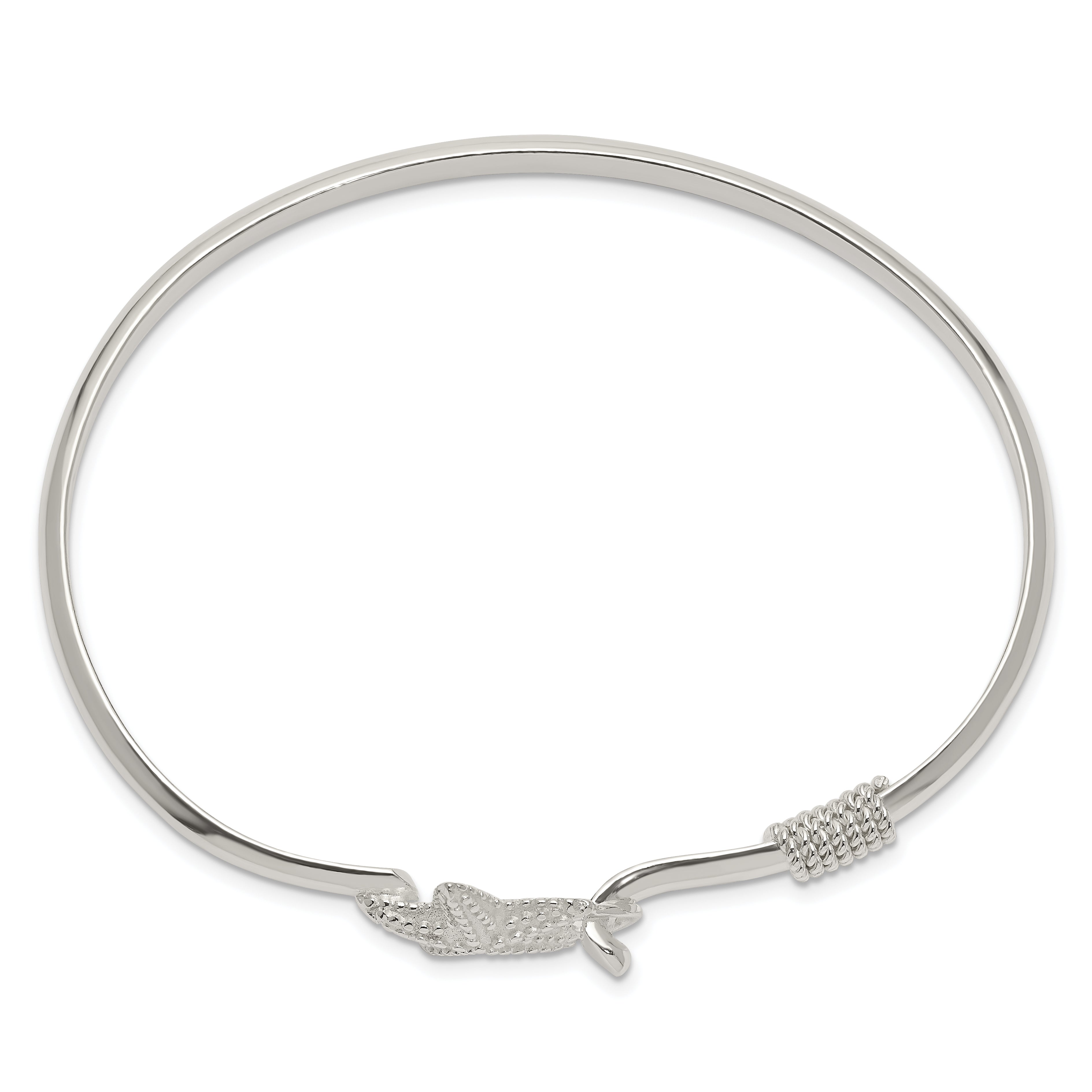 Sterling Silver 925 Starfish Bangle with Polished and Textured Finish Secondary image