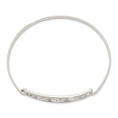 Sterling Silver 925 Elephant Bangle with Hinged Hook Clasp
