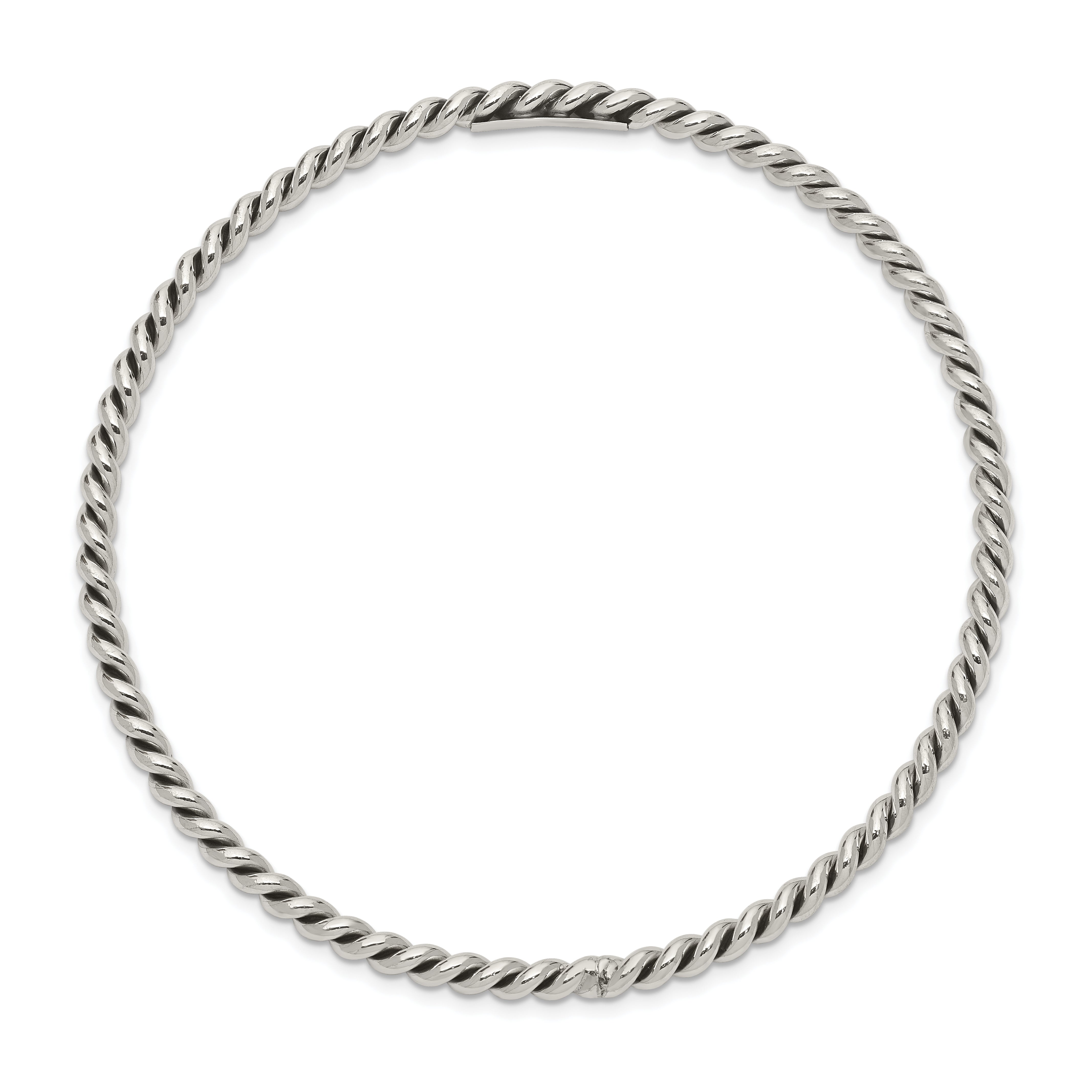 Sterling Silver 925 Women's Polished Twisted Slip-On Bangle Handcrafted Elegance Secondary image