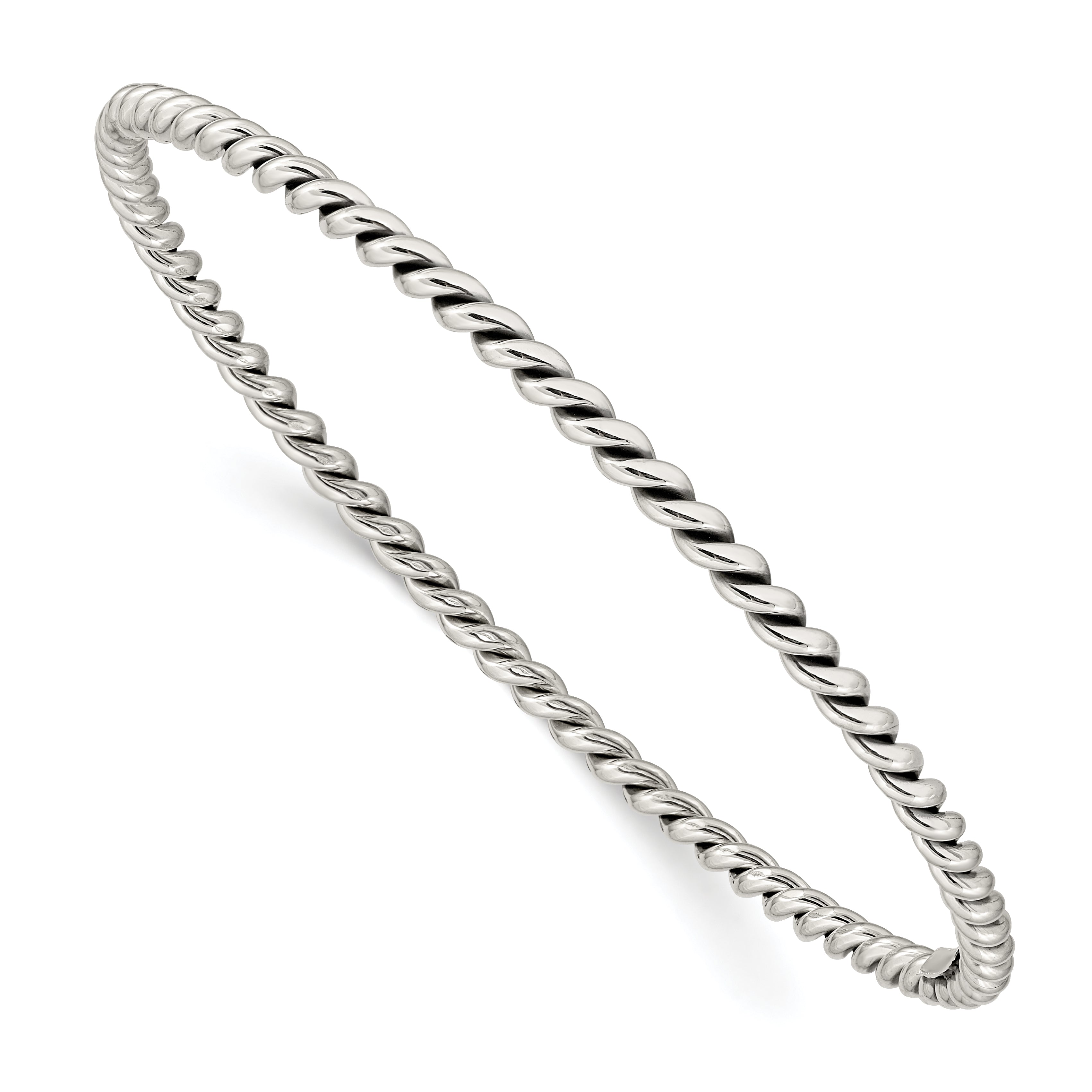 Sterling Silver Antiqued 3mm Twisted Slip-on Bangle Main image