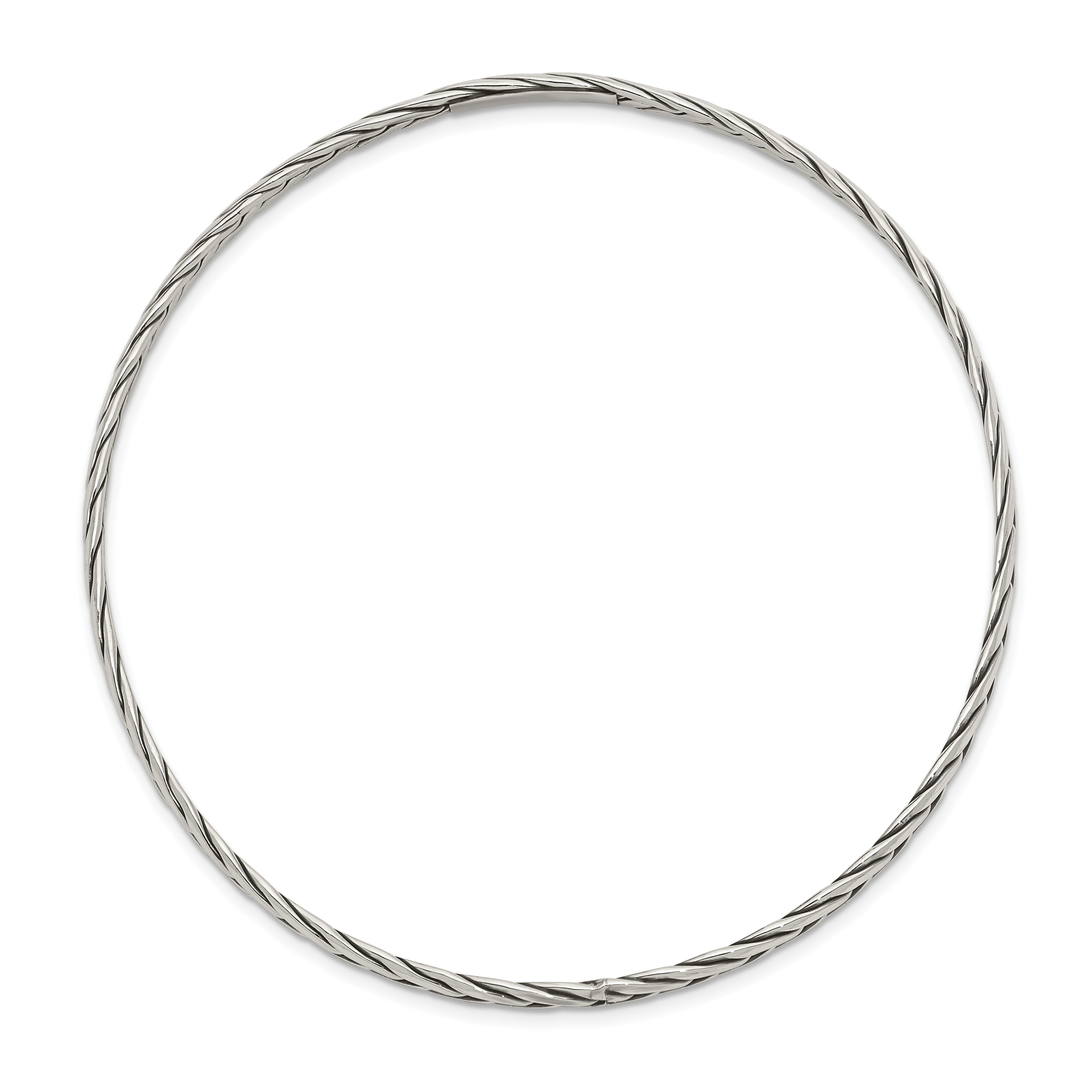 Sterling Silver 925 Women's Antiqued Twisted Slip-On Bangle
