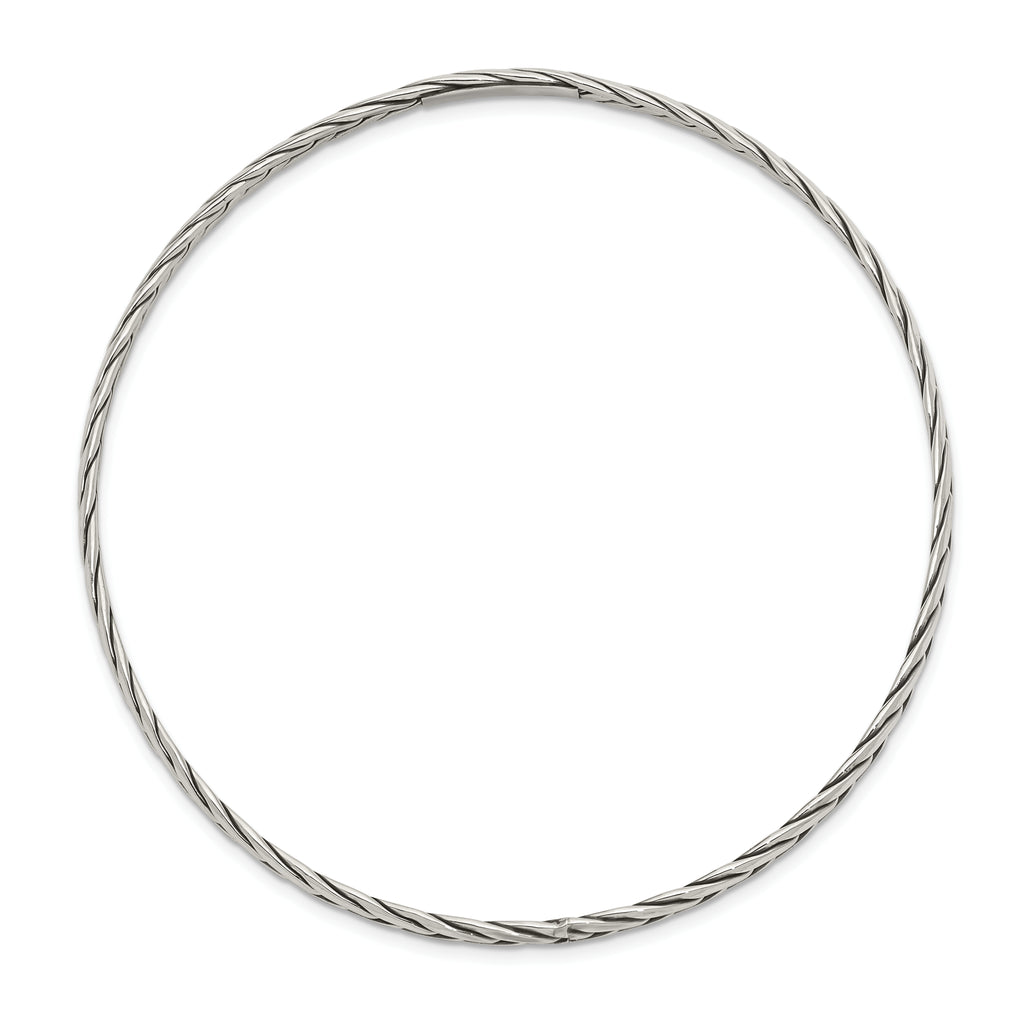 Sterling Silver 925 Women's Antiqued Twisted Slip-On Bangle