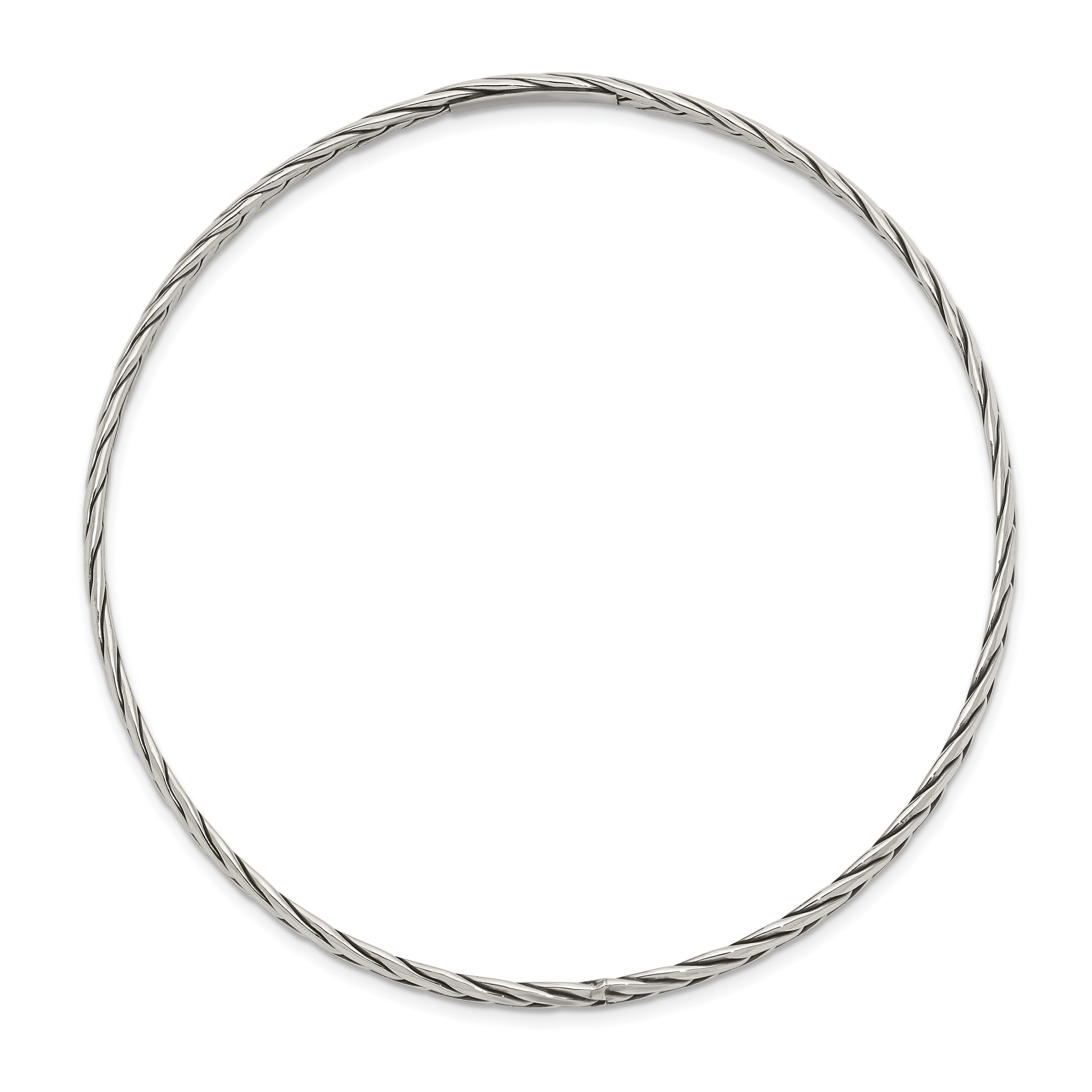 Sterling Silver 925 Women's Antiqued Twisted Slip-On Bangle