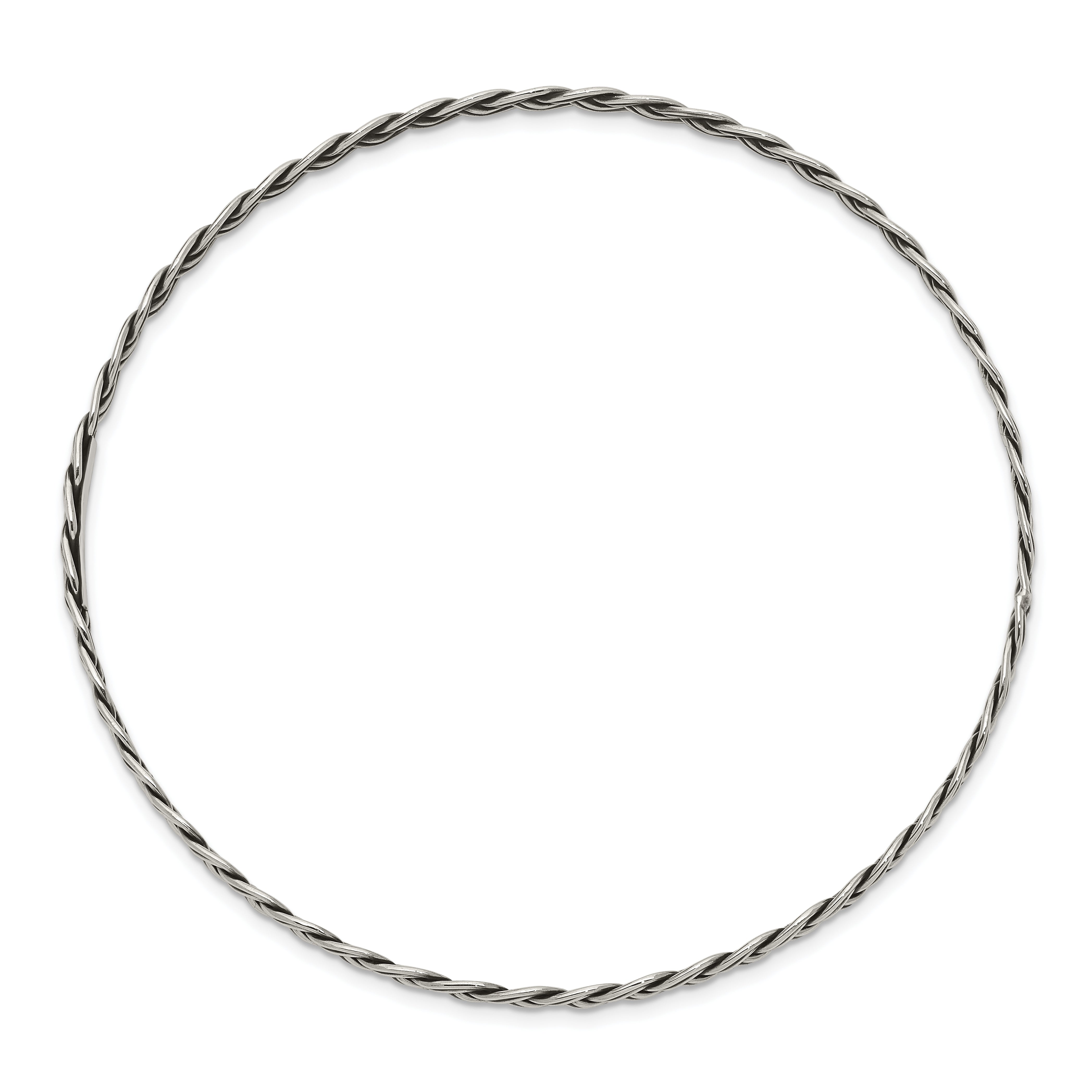 Sterling Silver Antiqued 3.5mm Slip-on Bangle Secondary image