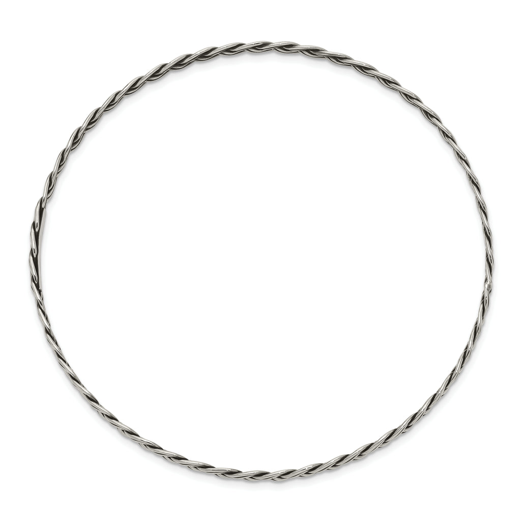 Sterling Silver Antiqued 3.5mm Slip-on Bangle