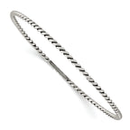 Sterling Silver Antiqued 2mm Twisted Slip-on Bangle