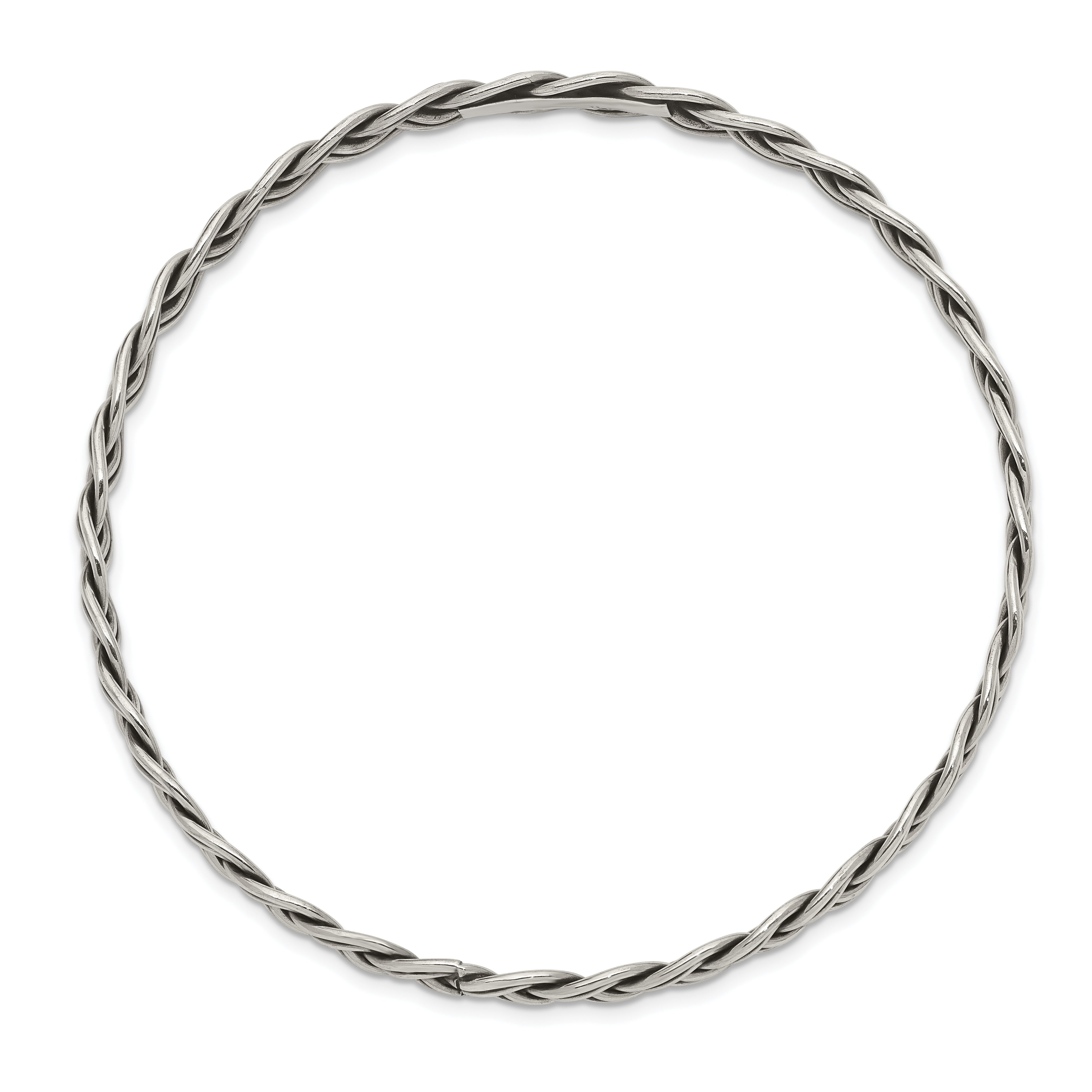 Sterling Silver Antiqued 5.25mm Slip-on Bangle Secondary image