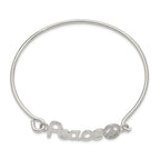 Sterling Silver 925 Polished CZ Peace Bangle with Rhodium Plating