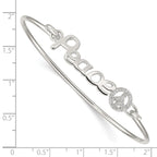 Sterling Silver 925 Polished CZ Peace Bangle with Rhodium Plating