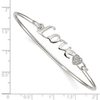 Sterling Silver LOVE Bangle with CZ Heart Rhodium-Plated Polished Finish