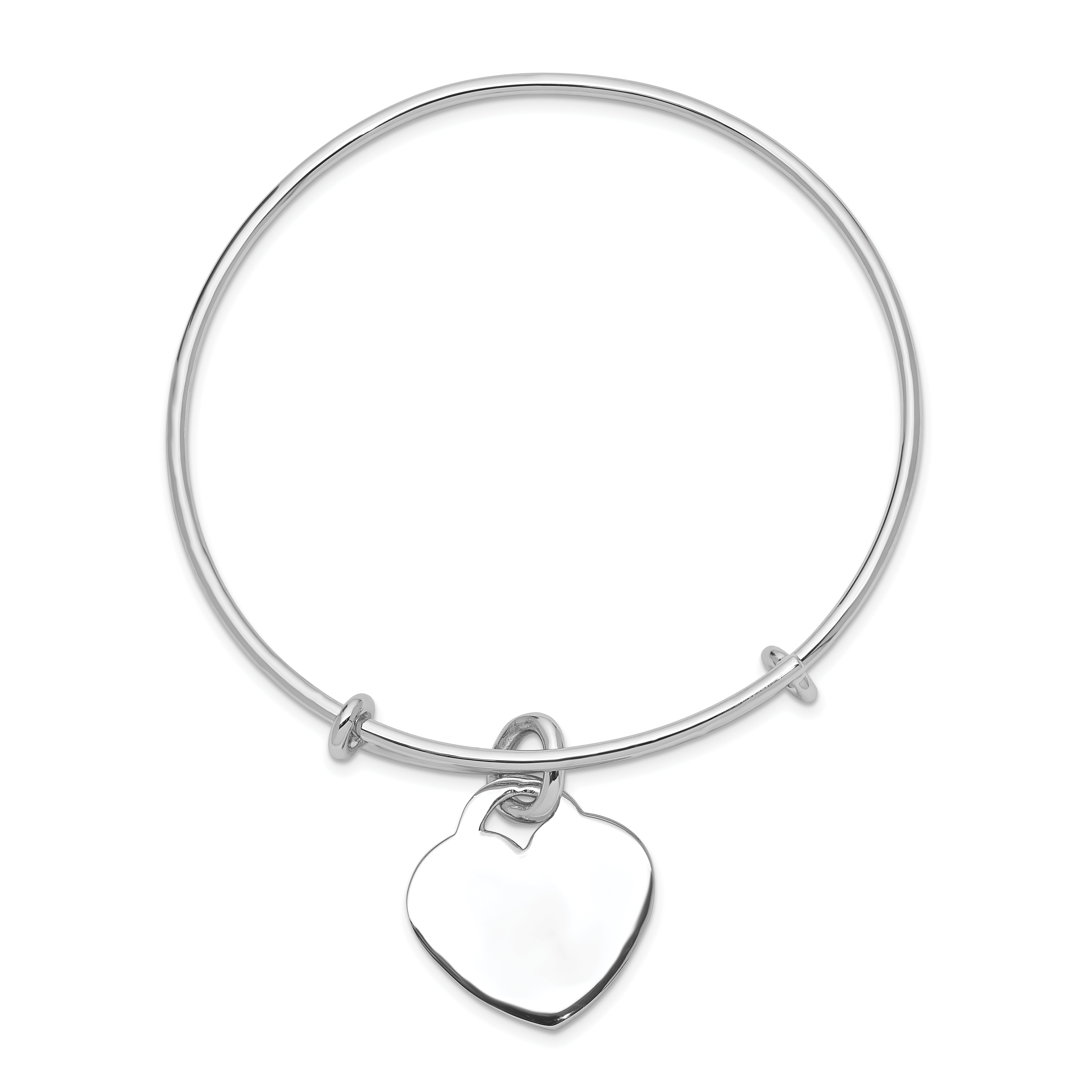 Sophia Jewelers 925 Sterling Silver Engravable Heart Bangle with Rhodium Finish Secondary image