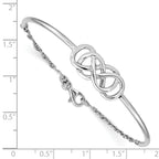 Sterling Silver 925 Double Infinity Bangle with Polished Rhodium Finish