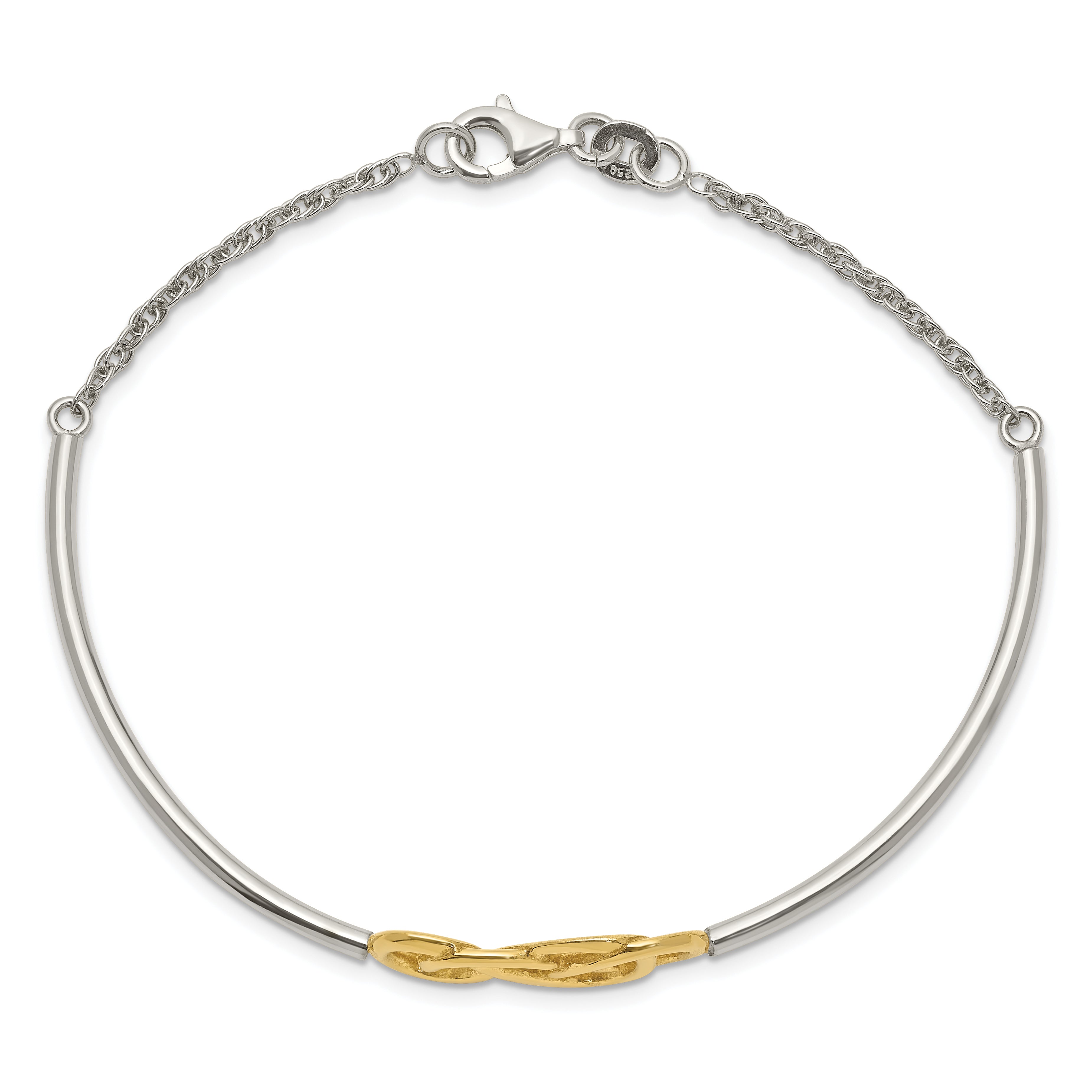Gold-Plated Sterling Silver Double Infinity Bangle Bracelet for Women Secondary image