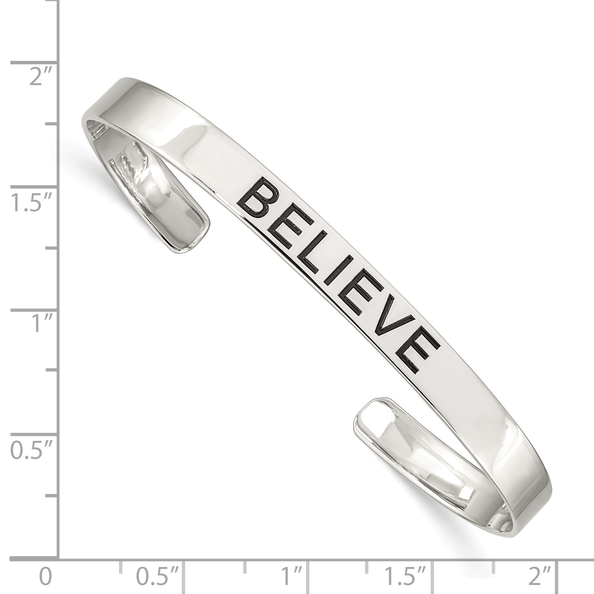Sophia Jewelers 925 Sterling Silver Believe Engravable Women's Antiqued Cuff Bangle Secondary image