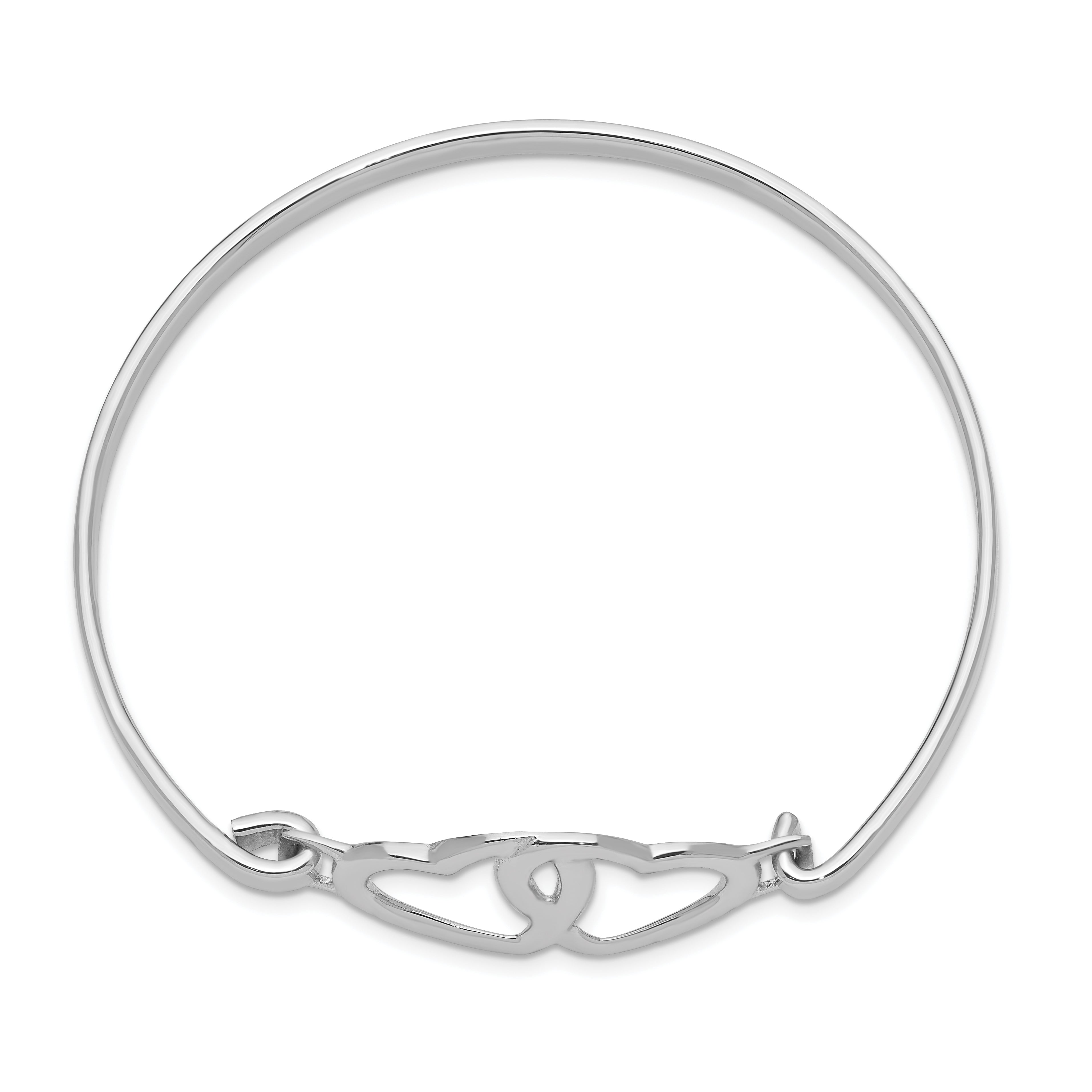 Sophia Jewelers Sterling Silver Heart Bangle with Rhodium Polish