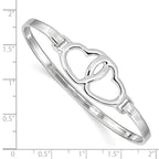 Sophia Jewelers Sterling Silver Heart Bangle with Rhodium Polish