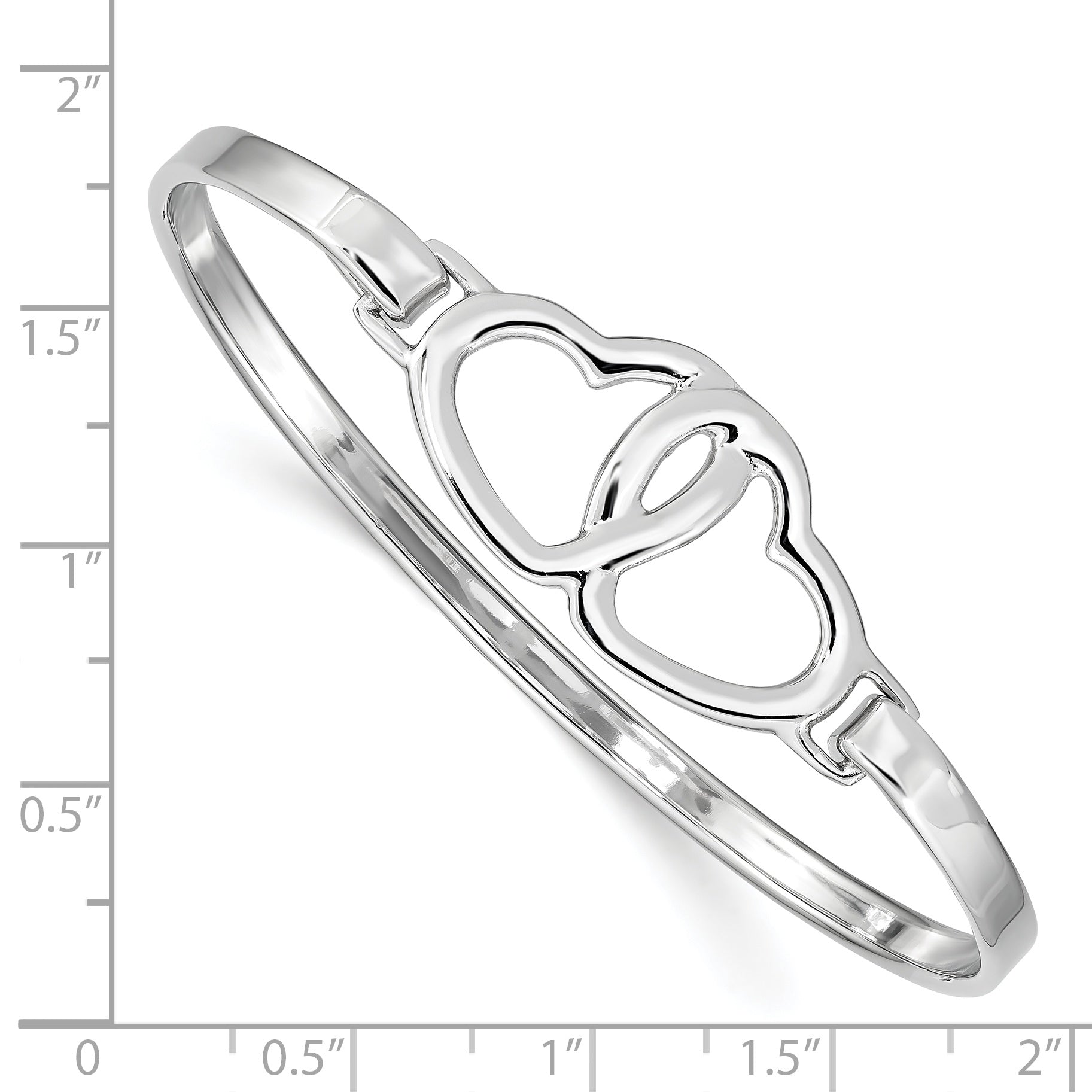 Sophia Jewelers Sterling Silver Heart Bangle with Rhodium Polish