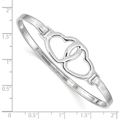 Sophia Jewelers Sterling Silver Heart Bangle with Rhodium Polish