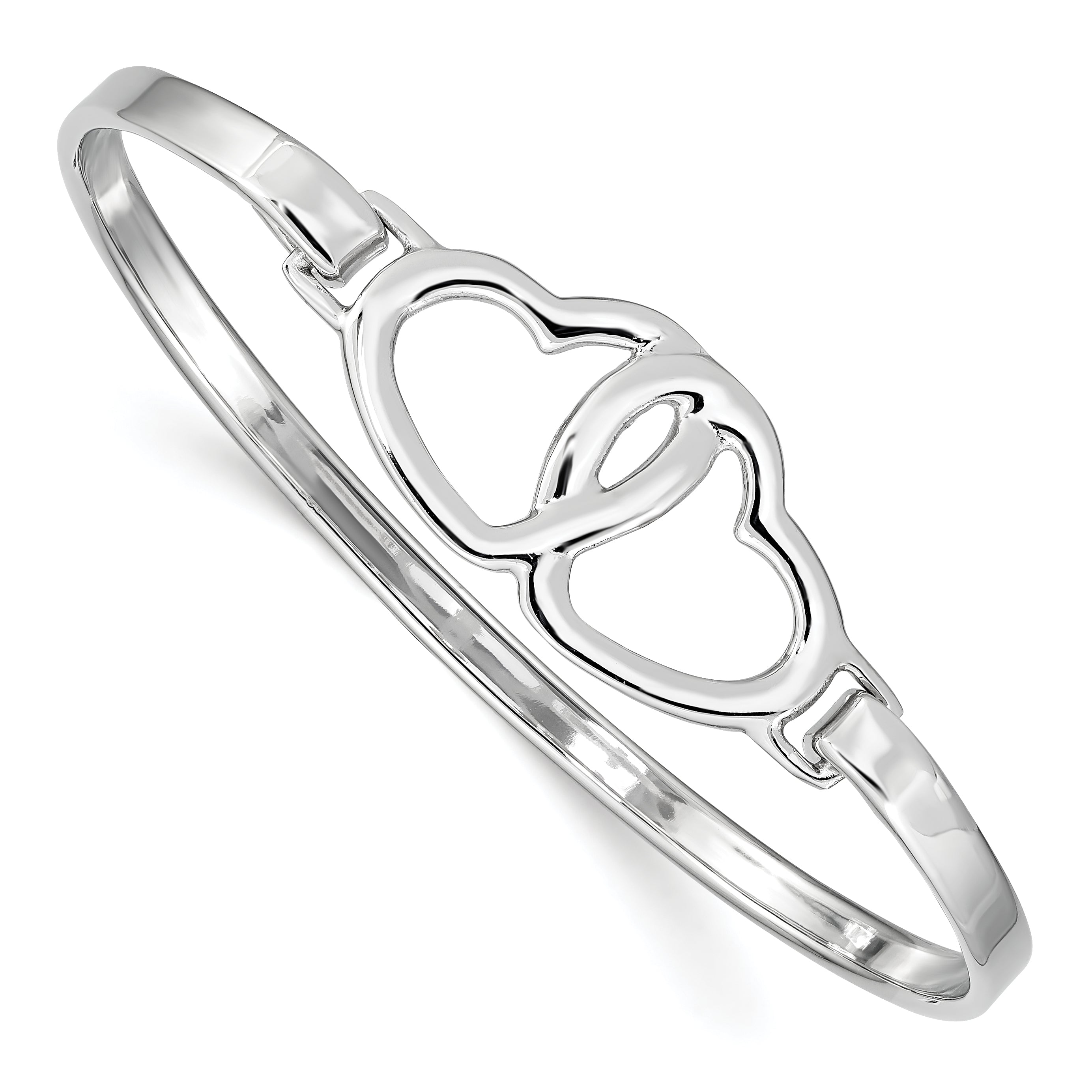 Sterling Silver Rhodium-plated Heart Bangle Main image