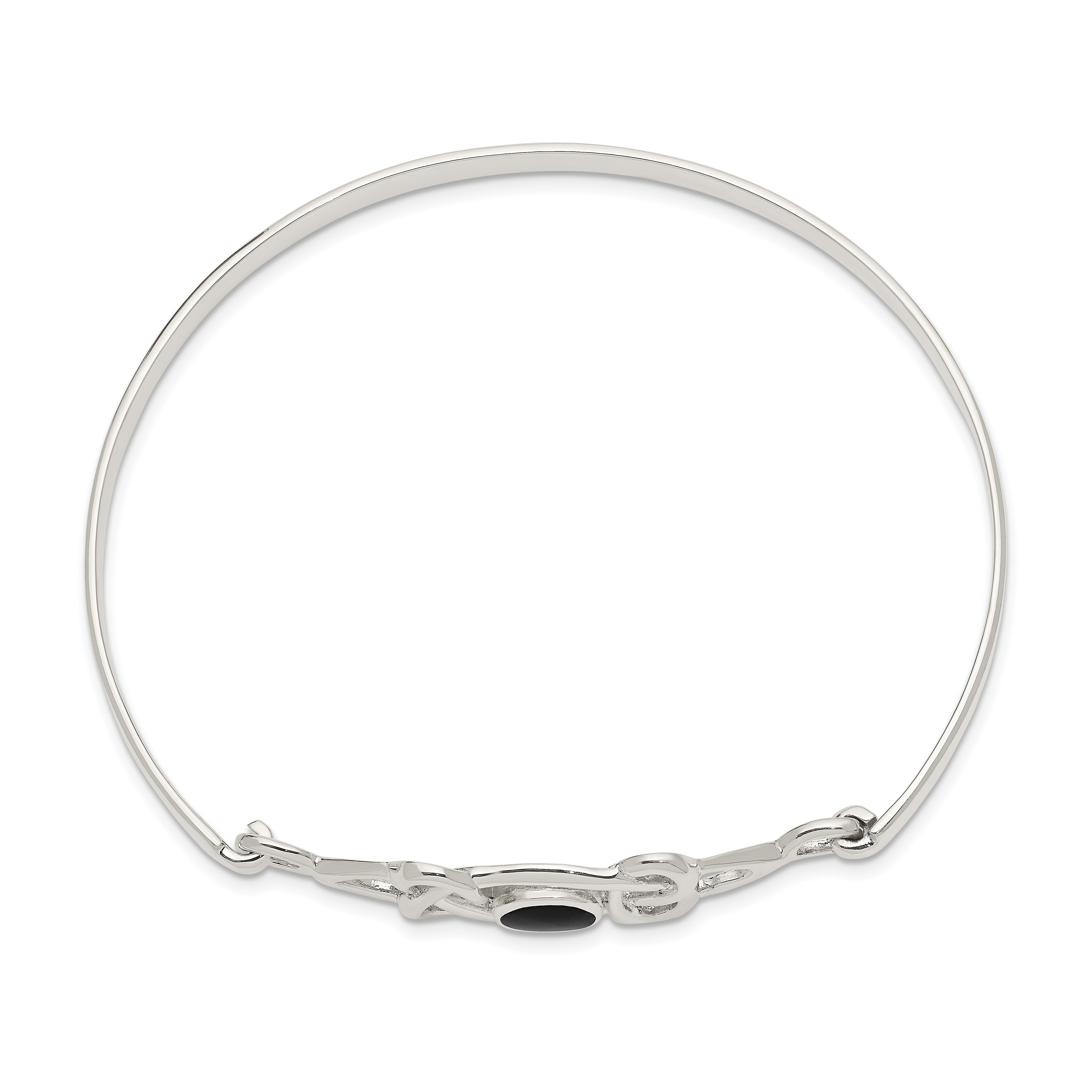 Sophia Jewelers Sterling Silver Onyx Celtic Bangle with Flexible Design Secondary image