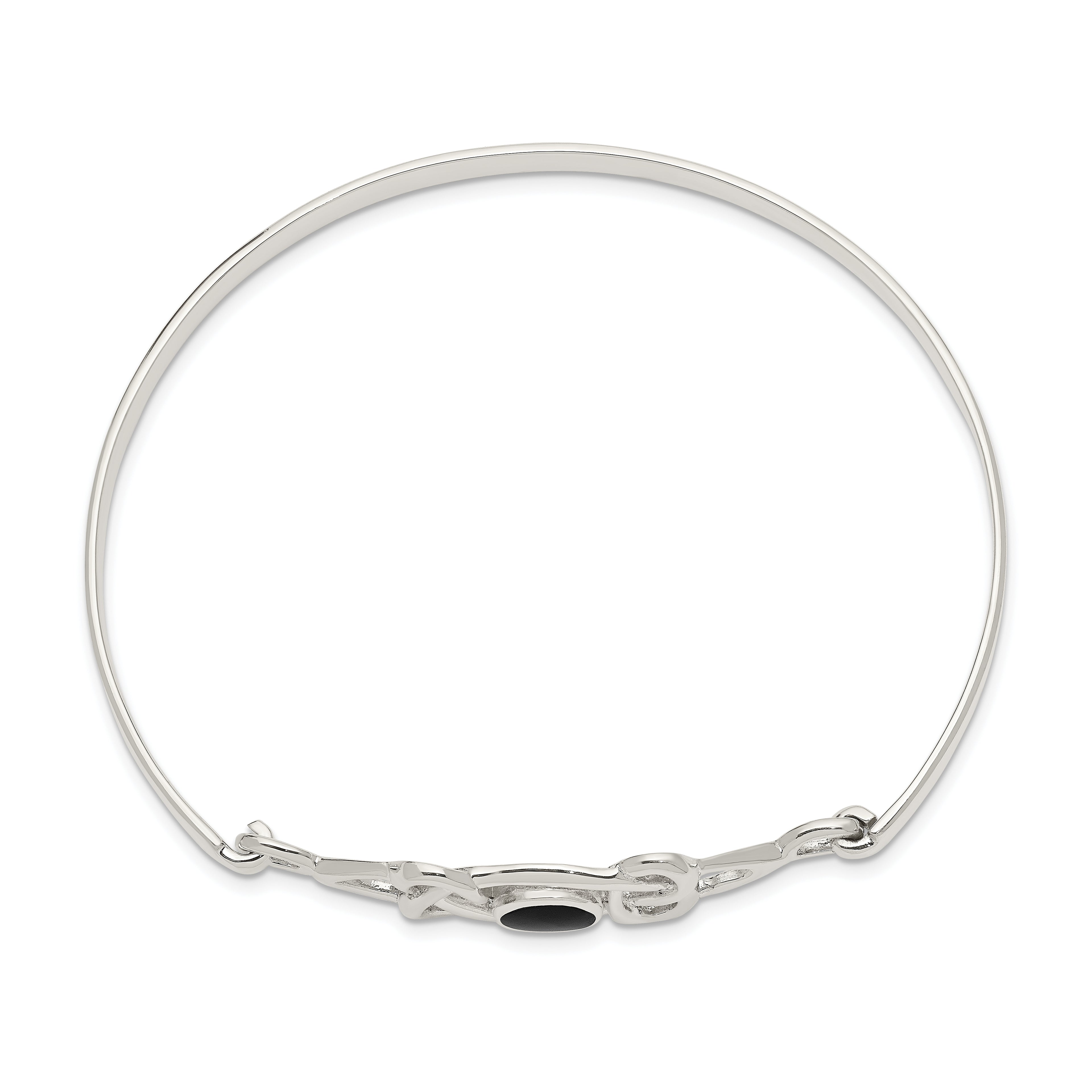 Sophia Jewelers Sterling Silver Onyx Celtic Bangle with Flexible Design