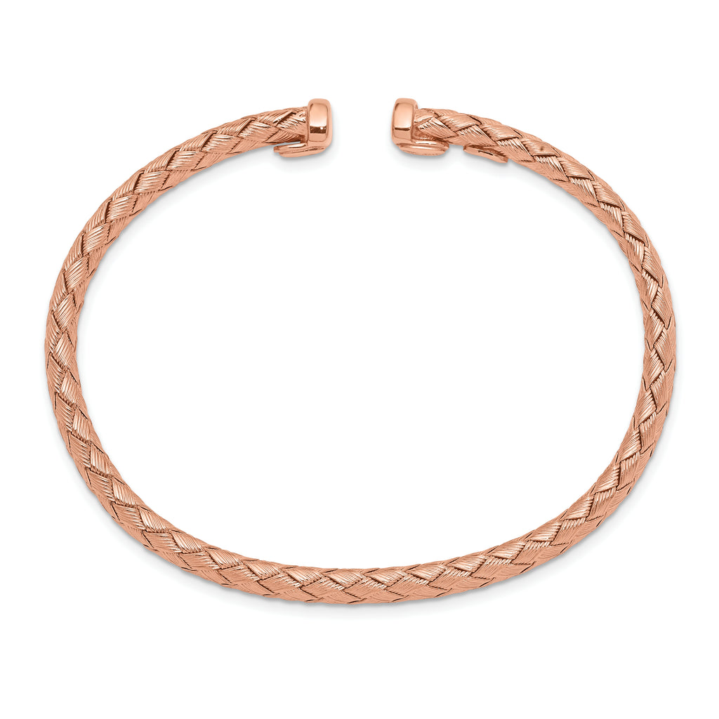Women's Sterling Silver Rose-Tone Textured Cuff Bracelet by Sophia Jewelers