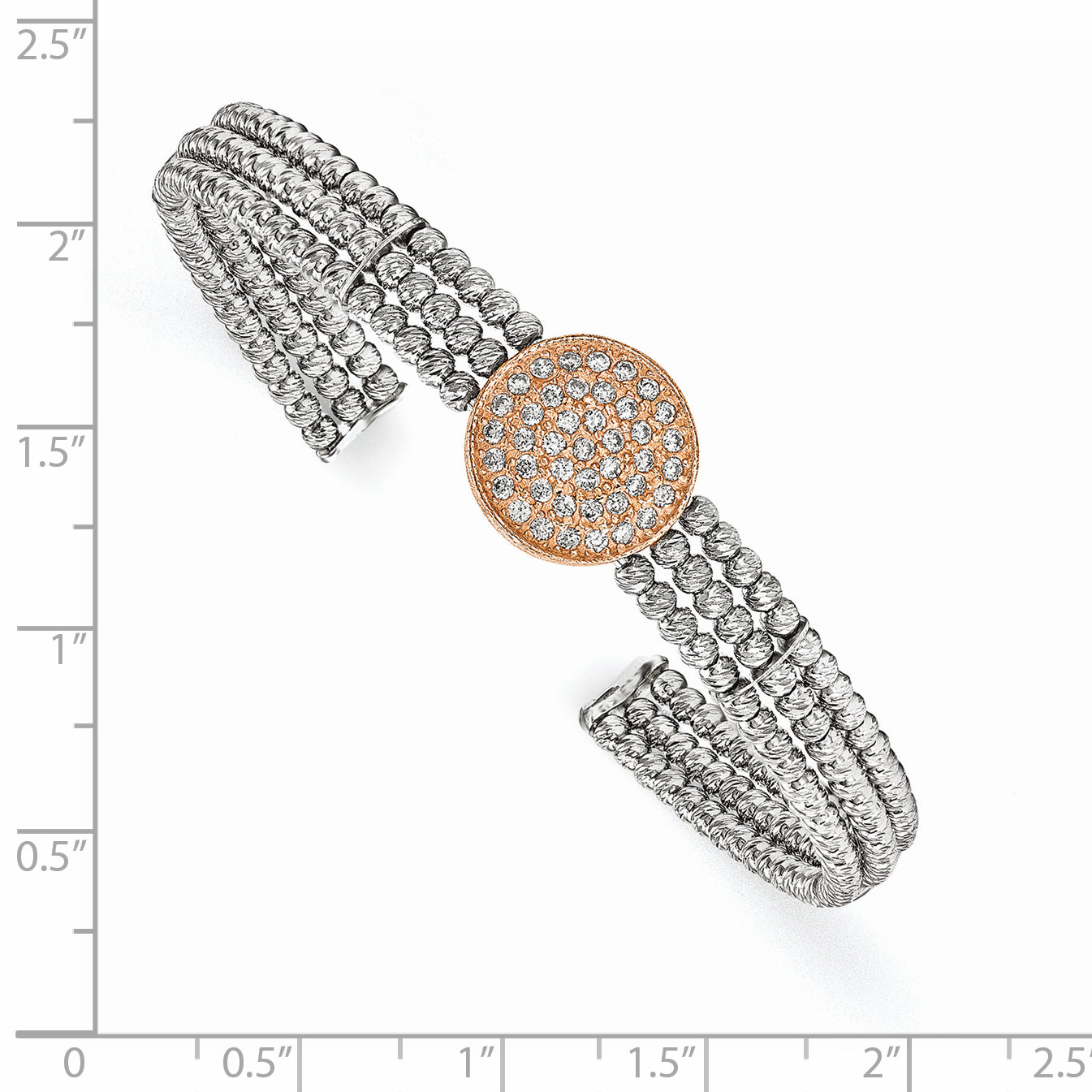 Sterling Silver Crystal Cuff with Rhodium-Plated Flexible Design Secondary image
