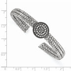 Sophia Jewelers Sterling Silver Black Rhodium 3-Strand Crystal Cuff Bracelet
