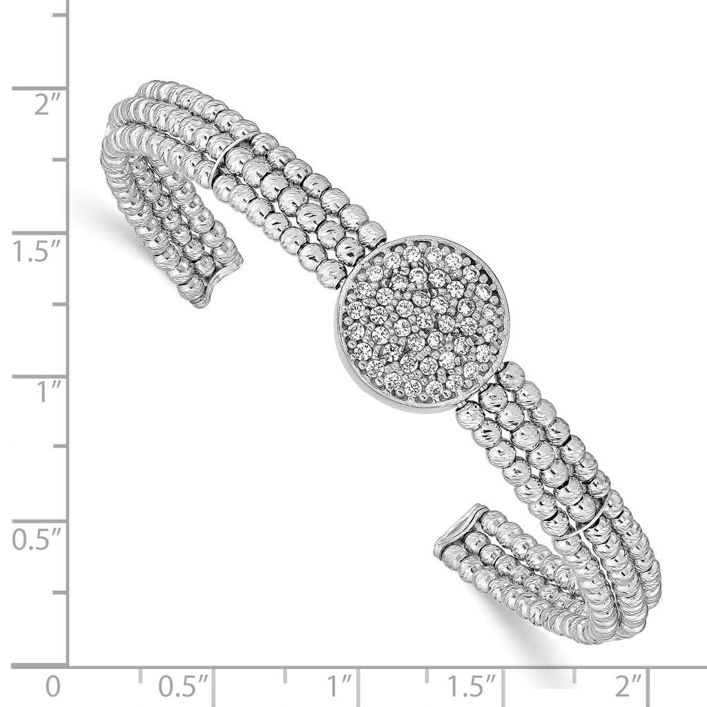 Sophia Jewelers Sterling Silver Crystal Cuff with Rhodium Plating
