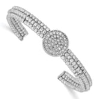 Sterling Silver Rhod-plated Beaded Swarovski Crystal Cuff Bangle
