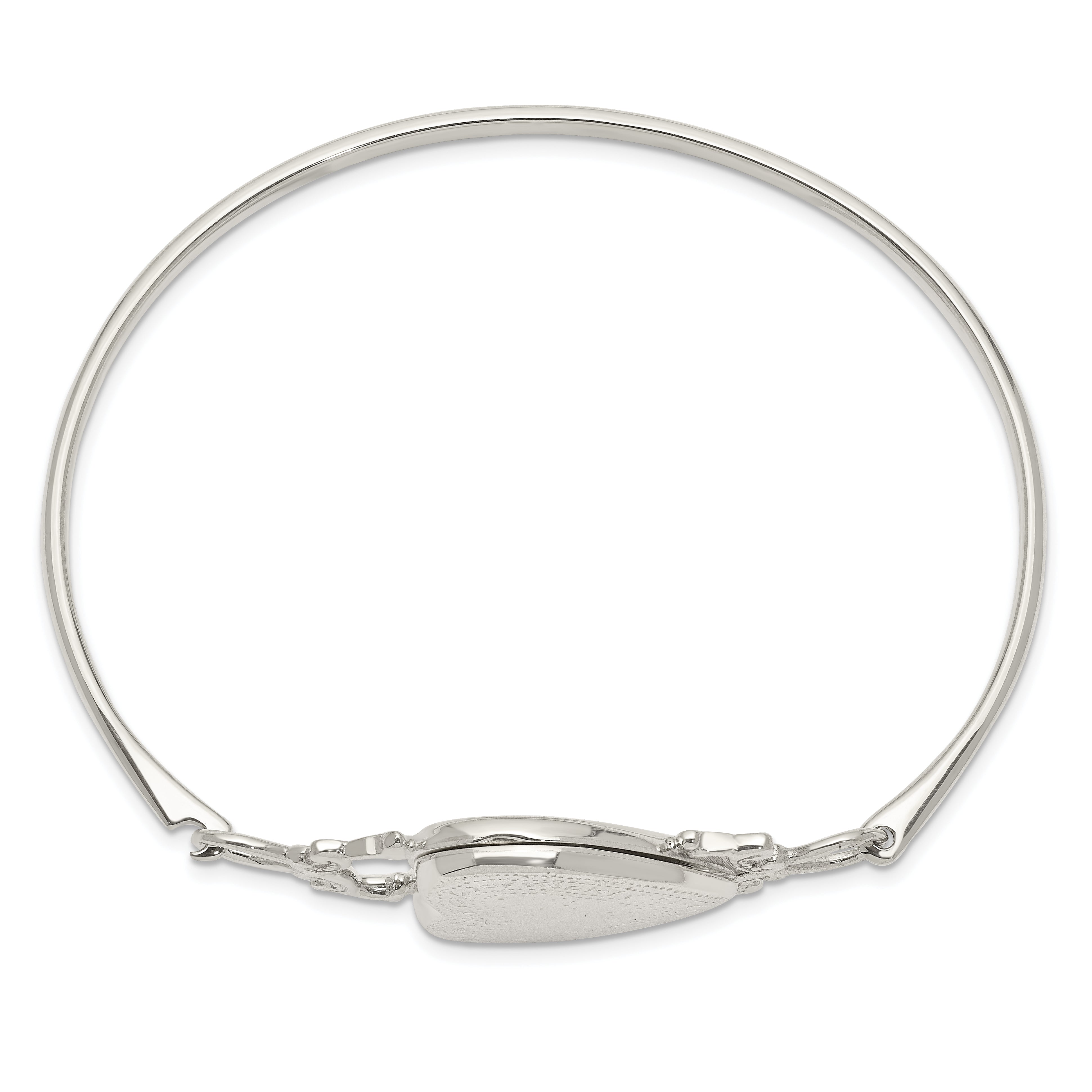 Sterling Silver 925 Heart Locket Bangle with Flexible Design