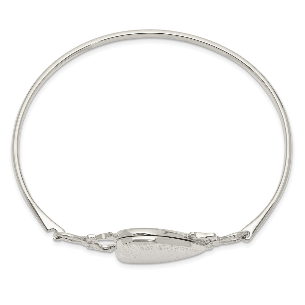 Sterling Silver 925 Heart Locket Bangle with Flexible Design