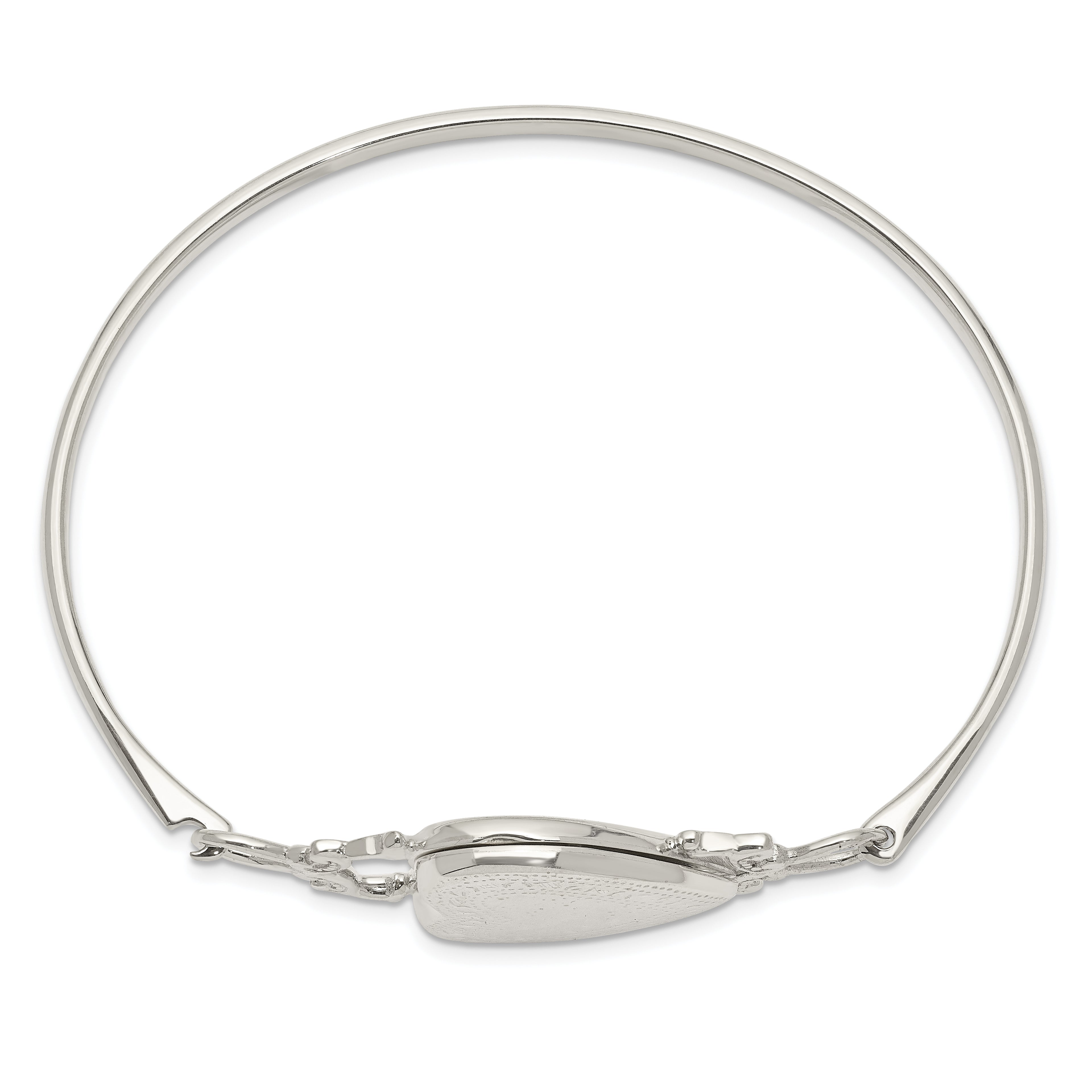 Sterling Silver 925 Heart Locket Bangle with Flexible Design