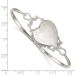 Sterling Silver 22mm Heart Locket Flexible Bangle Bracelet