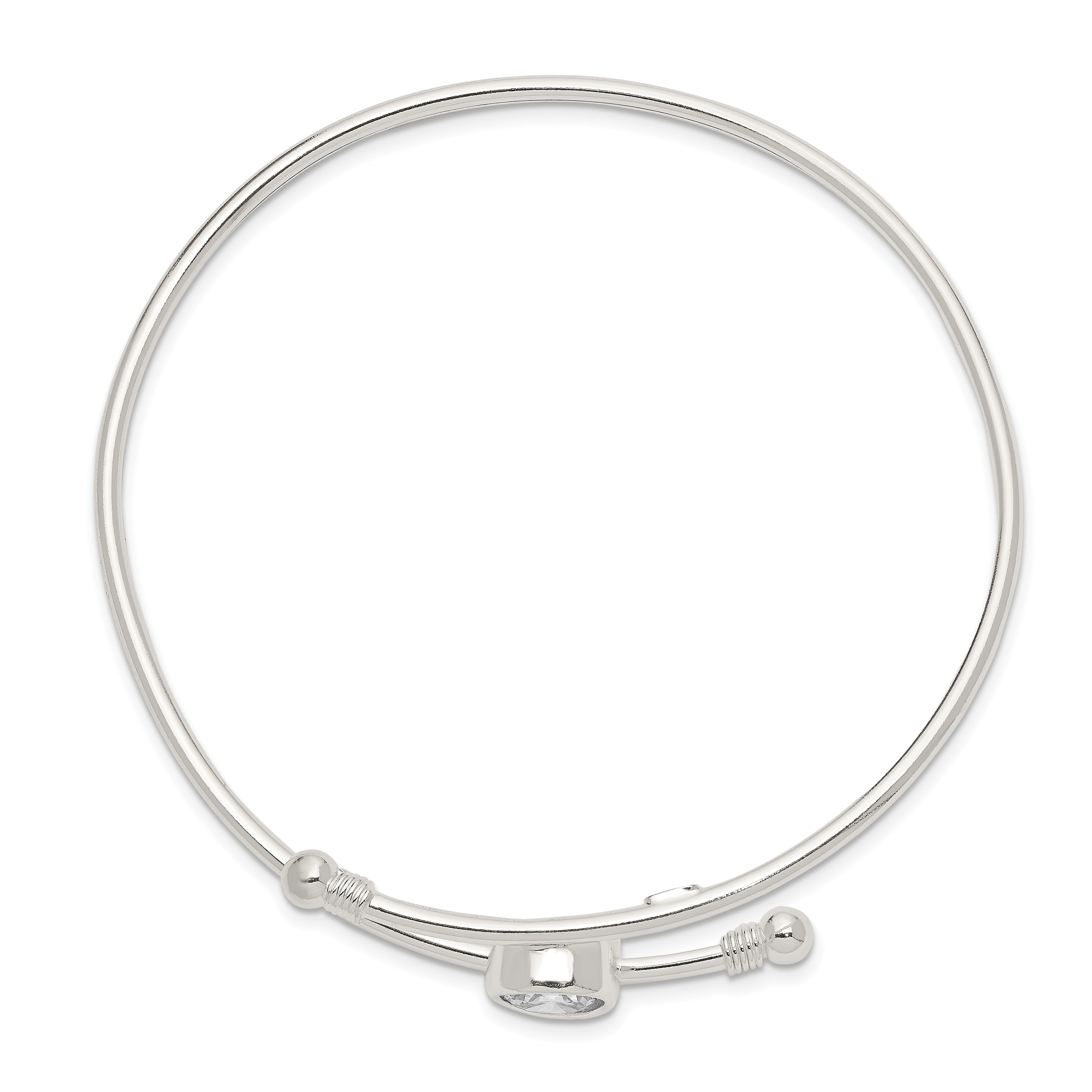 Sophia Jewelers 925 Sterling Silver CZ Bangle Polished Elegance for TimeleSterling Silver Style Secondary image