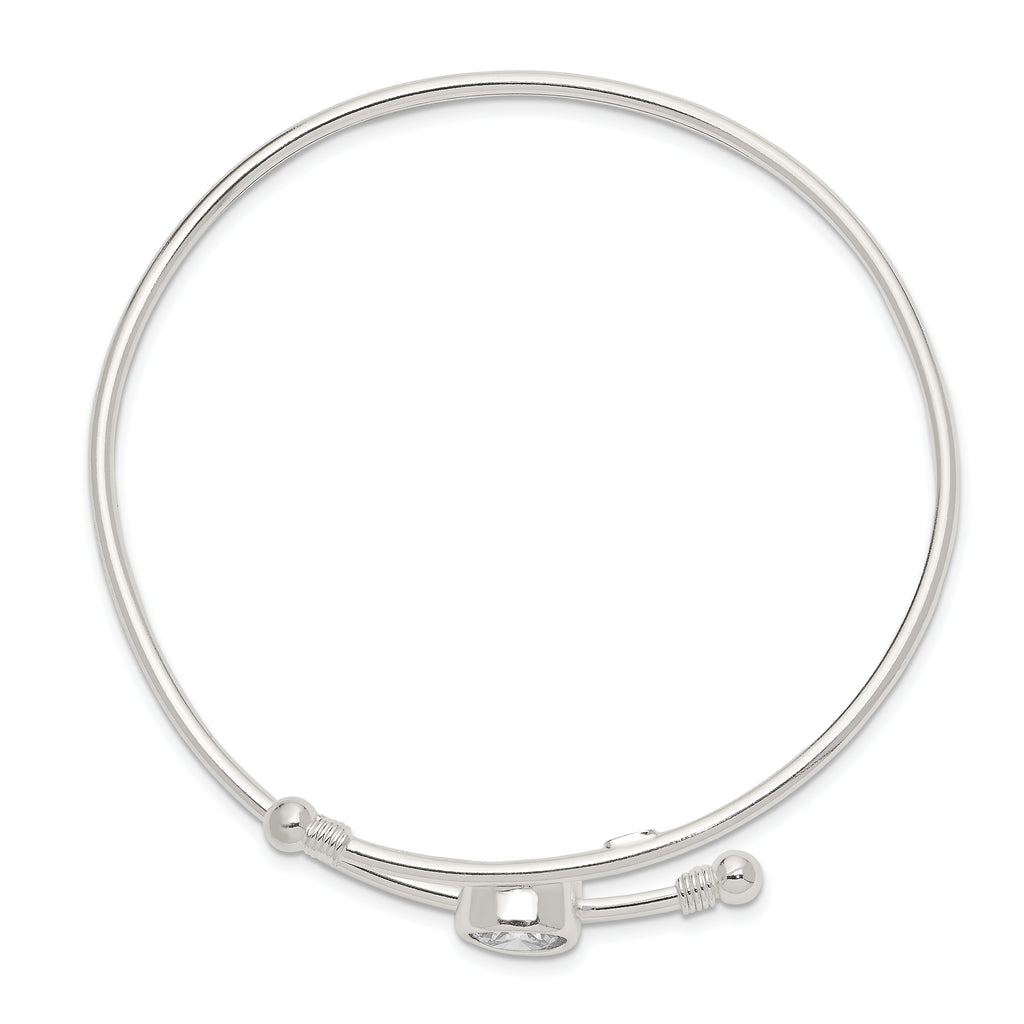Sophia Jewelers 925 Sterling Silver CZ Bangle Polished Elegance for TimeleSterling Silver Style