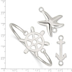 Sterling Silver 925 Women's Bangle with Interchangeable Nautical Charms