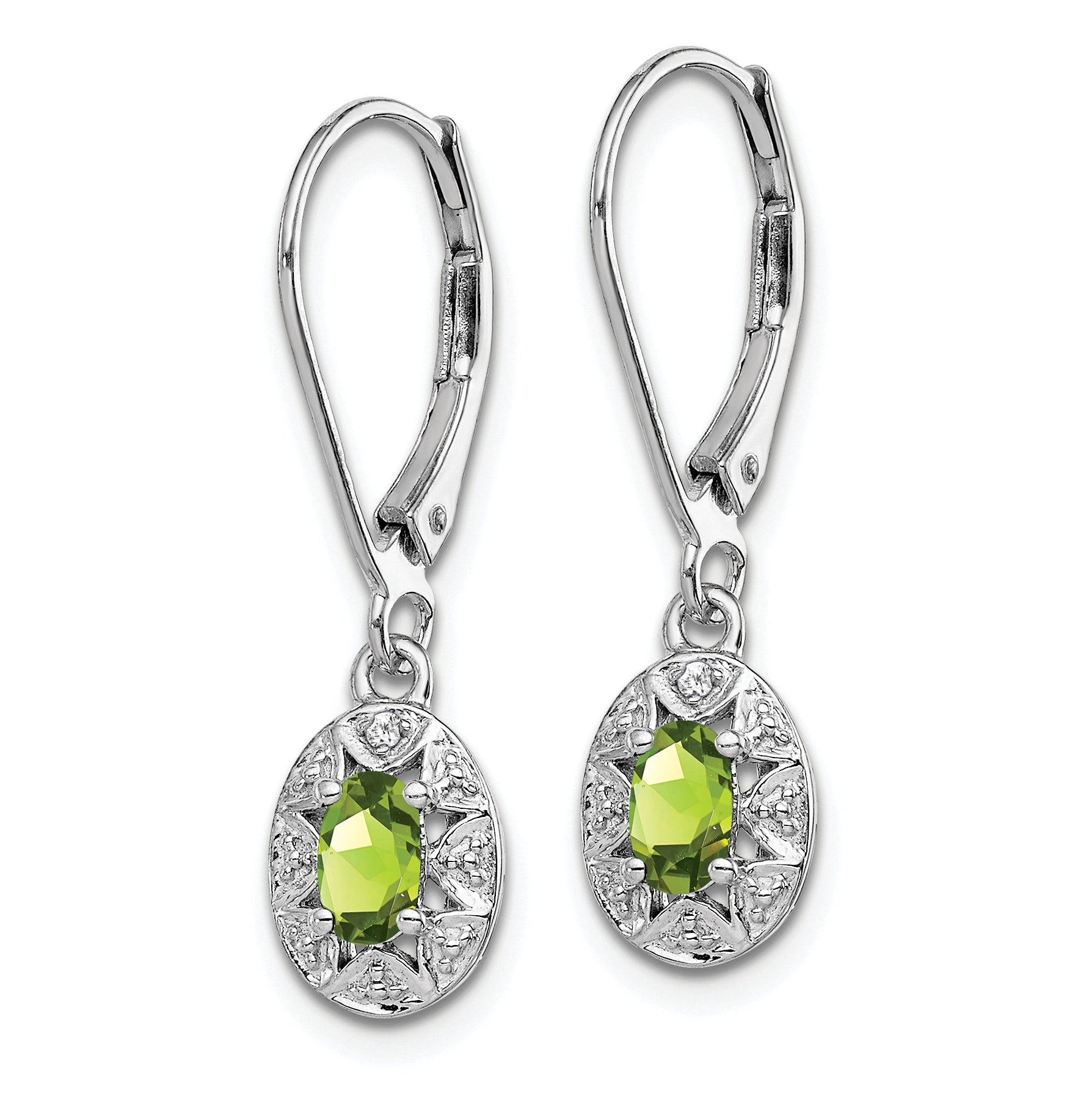 Sophia Jewelers Sterling Silver Peridot & Diamond Drop Earrings, Rhodium-Plated Secondary image
