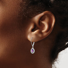 Sophia Jewelers Sterling Silver Rhodium-Plated Amethyst & Diamond Drop Earrings