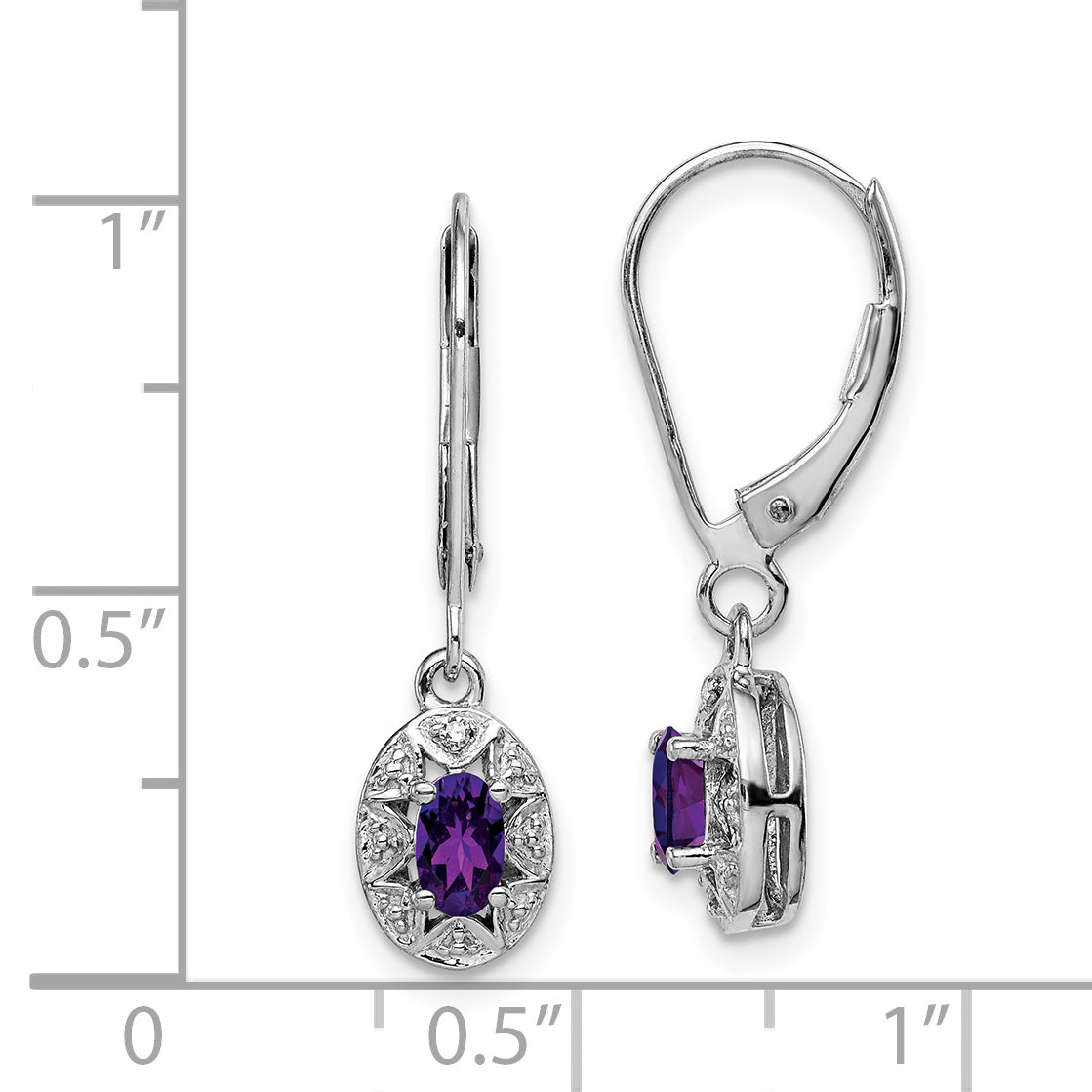 Sophia Jewelers Sterling Silver Rhodium-Plated Amethyst & Diamond Drop Earrings