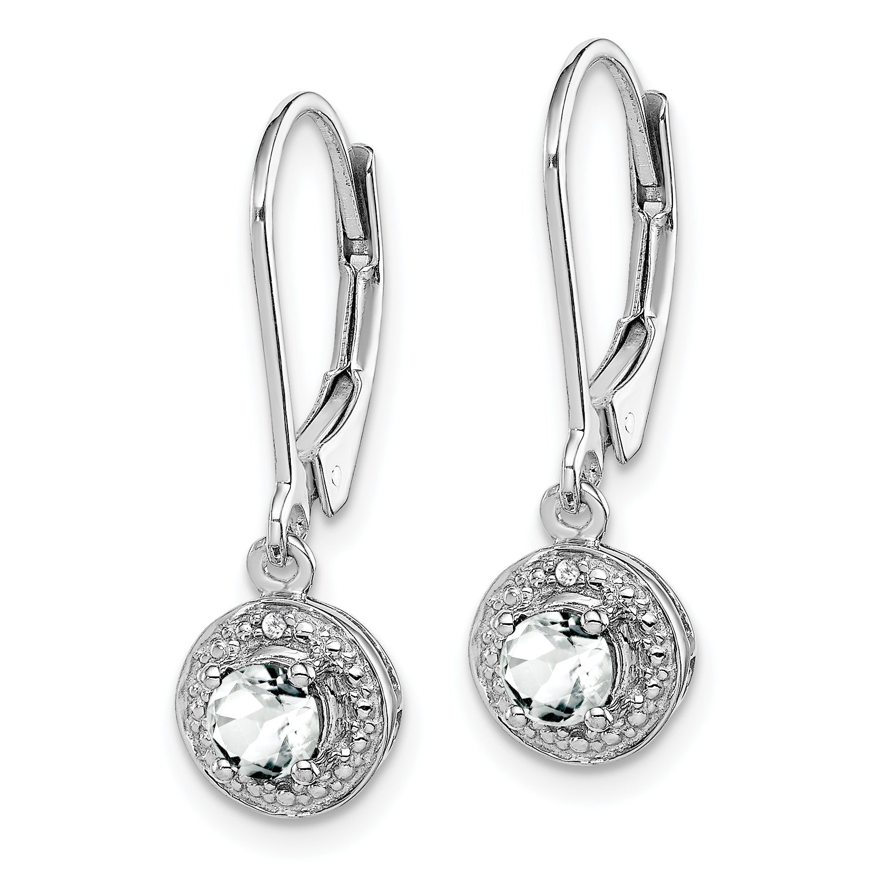 925 Sterling Silver Rhodium-Plated White Topaz & Diamond Drop Earrings for Women Secondary image