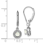 Sterling Silver Rhodium-Plated Opal and Diamond Drop Earrings for Women