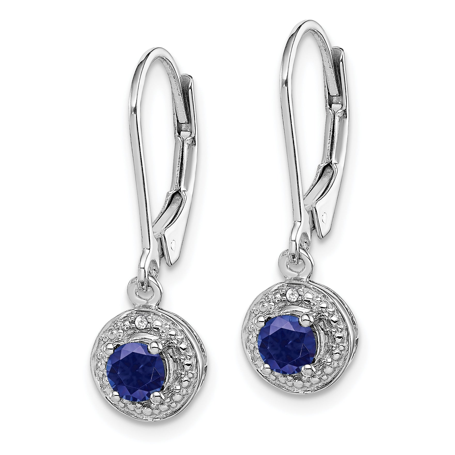 Sophia Jewelers Sterling Silver Sapphire & Diamond Drop Earrings | Polished & Rhodium-Plated Secondary image