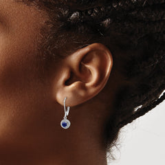 Sterling Silver Rhodium-plated Diam. & Created Sapphire Earrings