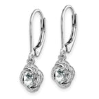 925 Rhodium-Plated Sterling Silver Drop Earrings with White Topaz & Diamond Accents  Sophisticated Leverback Style
