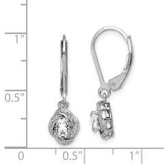 925 Rhodium-Plated Sterling Silver Drop Earrings with White Topaz & Diamond Accents  Sophisticated Leverback Style